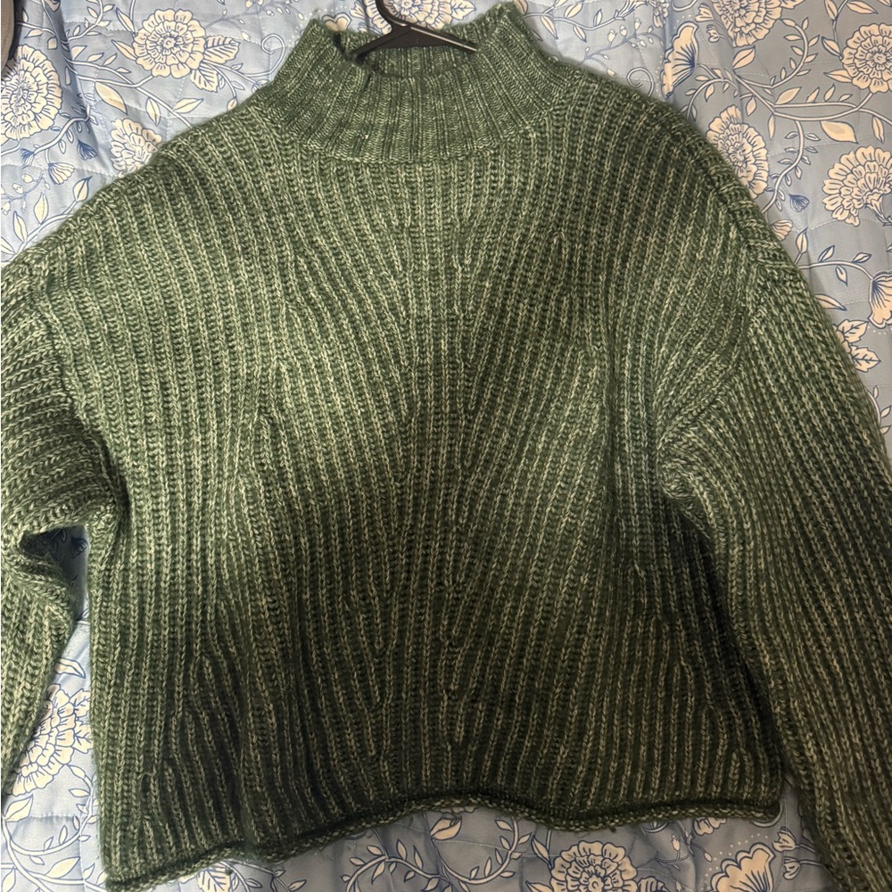 Gianni Bini Olive Ribbed Turtleneck Sweater